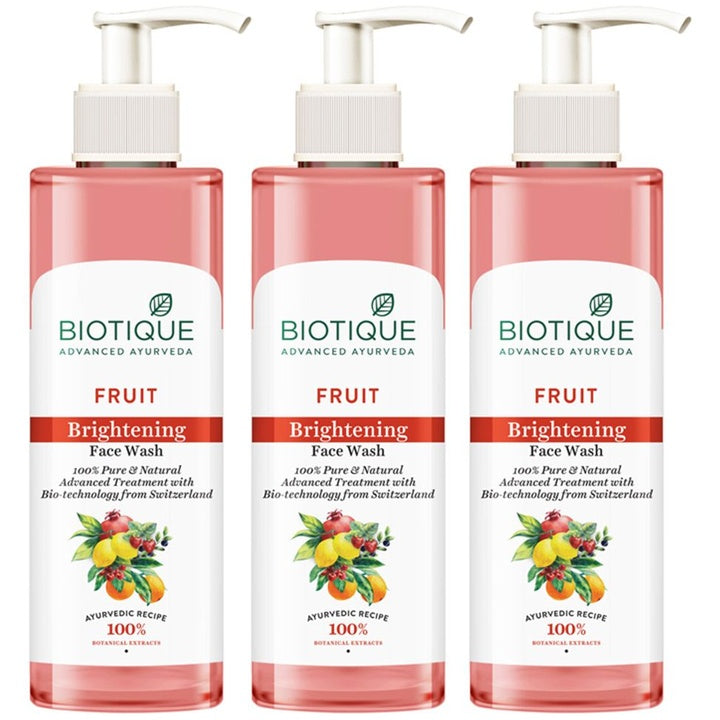 Biotique Set of 3 Fruit Brightening Pure & Natural Face Wash - 200 ml each