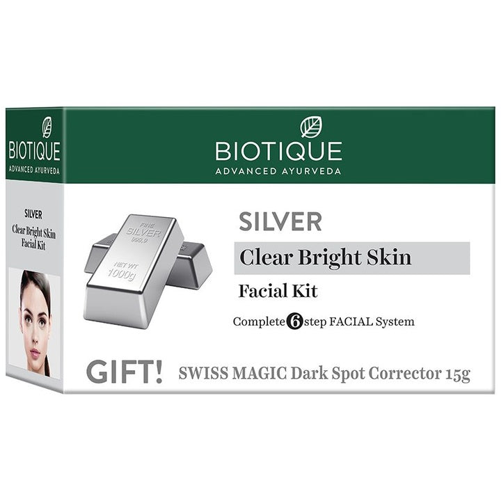 Biotique Sustainable Bio Silver Facial Kit with Swiss Magic Dark Spot Corrector