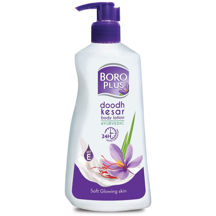 BOROPLUS Ayurvedic Doodh Kesar Body Lotion with Vitamin E for 24H Moisturisation - 600 ml