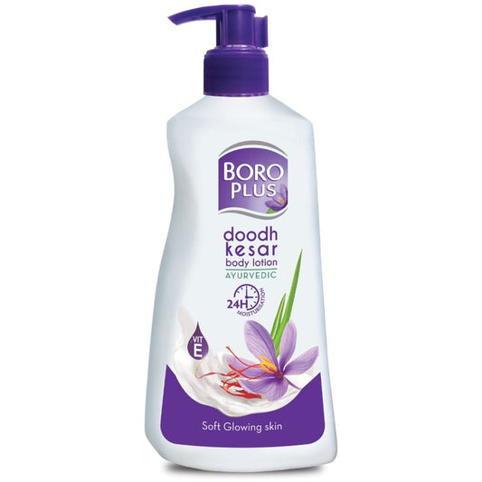 BOROPLUS Ayurvedic Doodh Kesar Body Lotion with Vitamin E for 24H Moisturisation - 600 ml