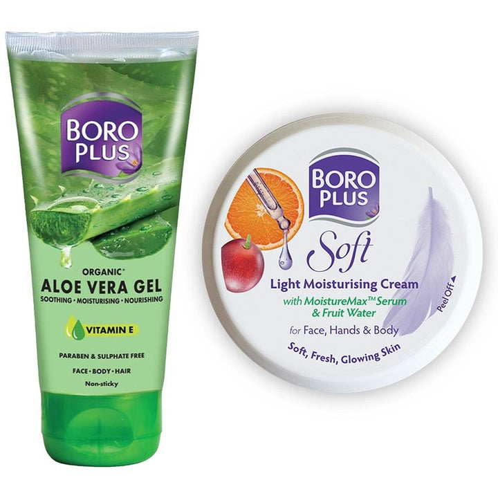 BOROPLUS Set of Aloe Vera Gel & Soft Antiseptic Cream - 200ml each