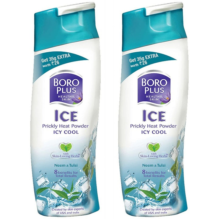 BOROPLUS Set of 2 Prickly Heat Ice Cool Powder with Skin-Loving Herbs 150 g each