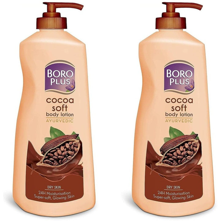 BOROPLUS Set of 2 Cocoa Soft Ayurvedic 24h Moisturization Body Lotions - 400ml each