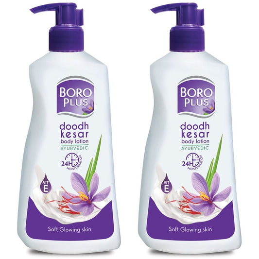 BOROPLUS Set Of 2 Ayurvedic Doodh Kesar Body Lotion With Vitamin E - 600ml Each