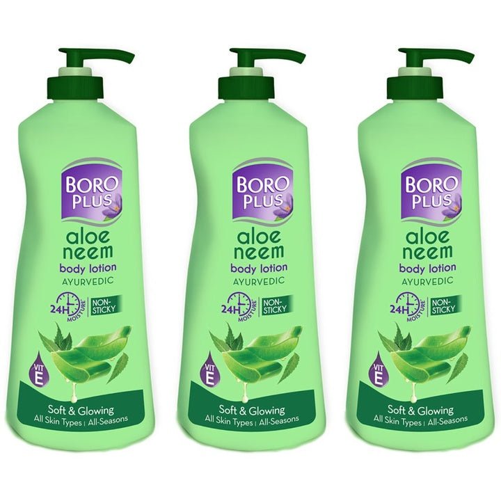 BOROPLUS Set Of 3 Aloe Neem Body Lotion With Vitamin E - 400ml Each