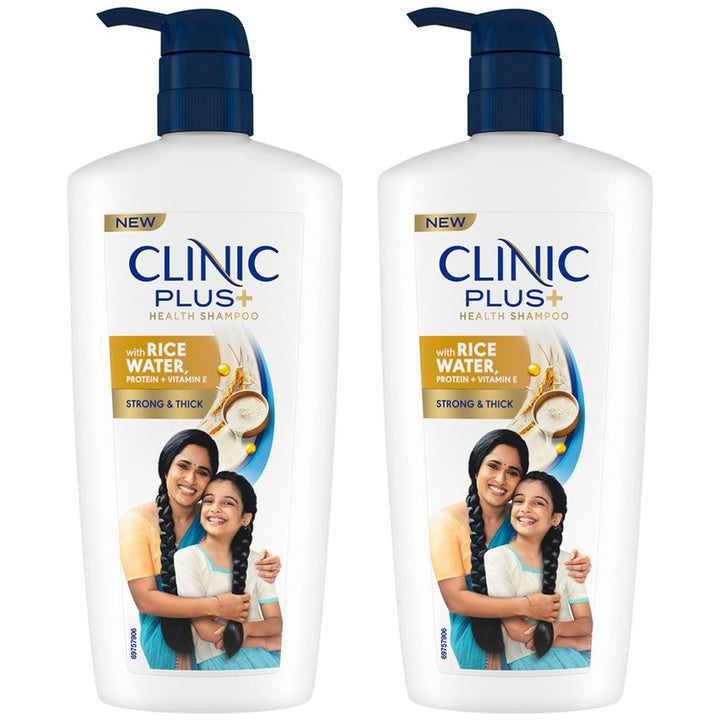 Clinic Plus Set Of 2 Strong & Thick Shampoo With Rice Water & Vitamin E - 650ml Each
