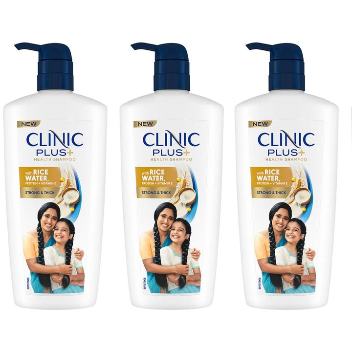 Clinic Plus Set Of 3 Strong & Thick Shampoo With Rice Water Protein - 650ml Each