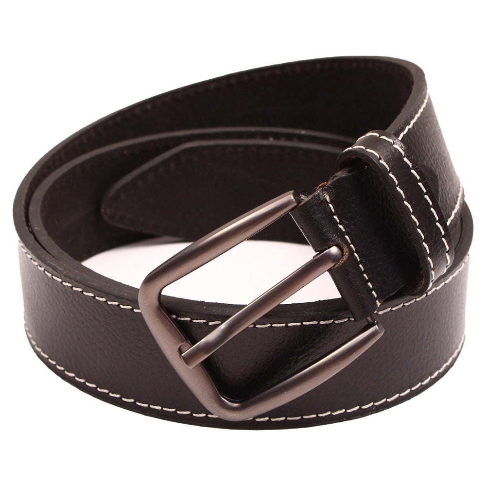 Cops Leather Single Side Black Belt (Stichblk40) - Size 32-36