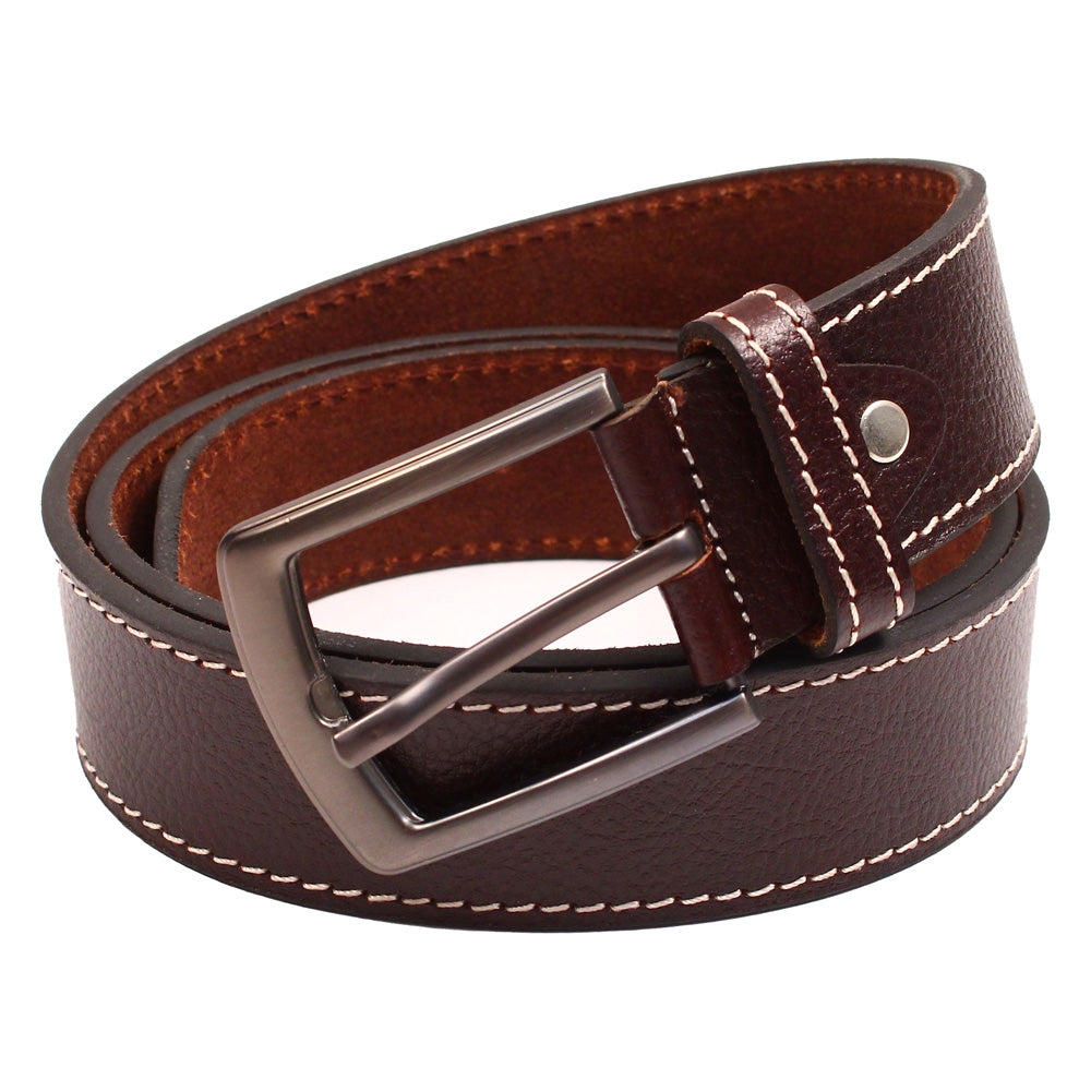Cops Leather Single Side Brown Belt (Stichbrn40) - Size 32-36