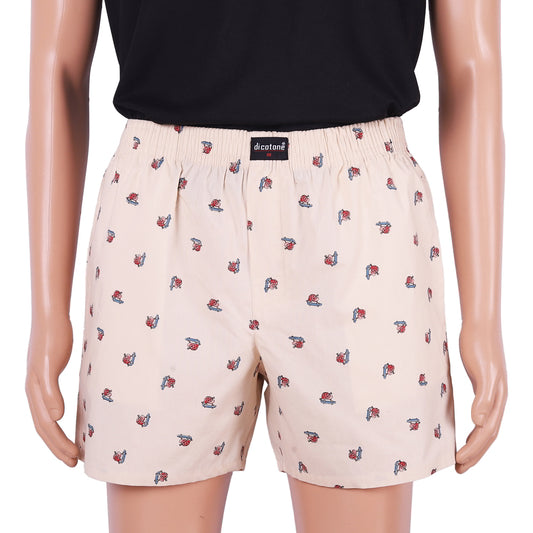 Di Cotone Men's Printed Boxers - Beige (XXL) - Size M