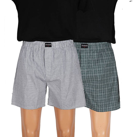 DI COTONE Mens Boxer pack of 2 - Green & White (XXL) - Size M