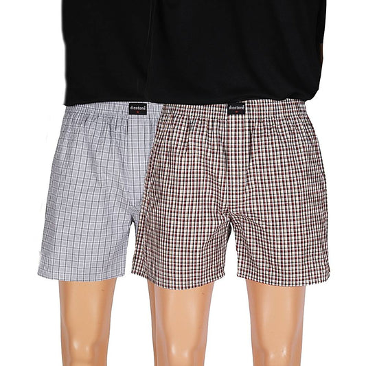 DI COTONE Mens Boxer pack of 2 - Maroon & Grey (XXL) - Size M
