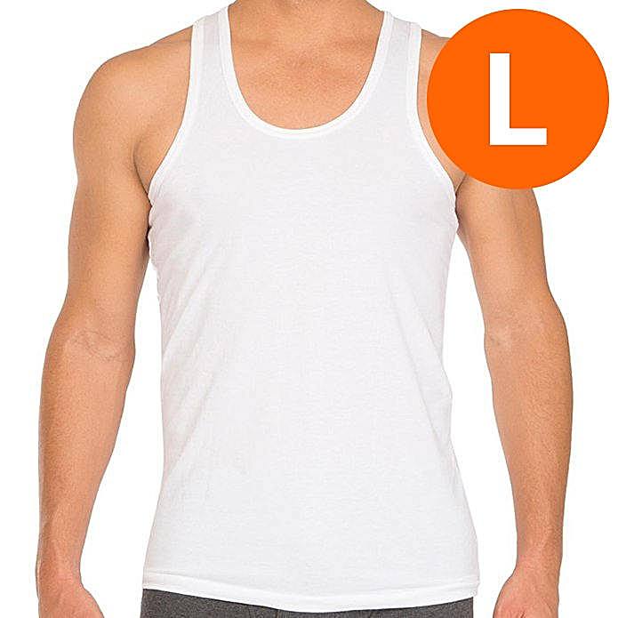 No Fuss Men's Cotton Vest Sleeveless - 95 cm (XL) - Size L