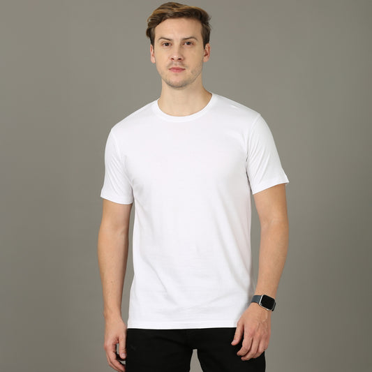 Plus Fit Plain T-Shirt For Men's (XXL) - White - Medium