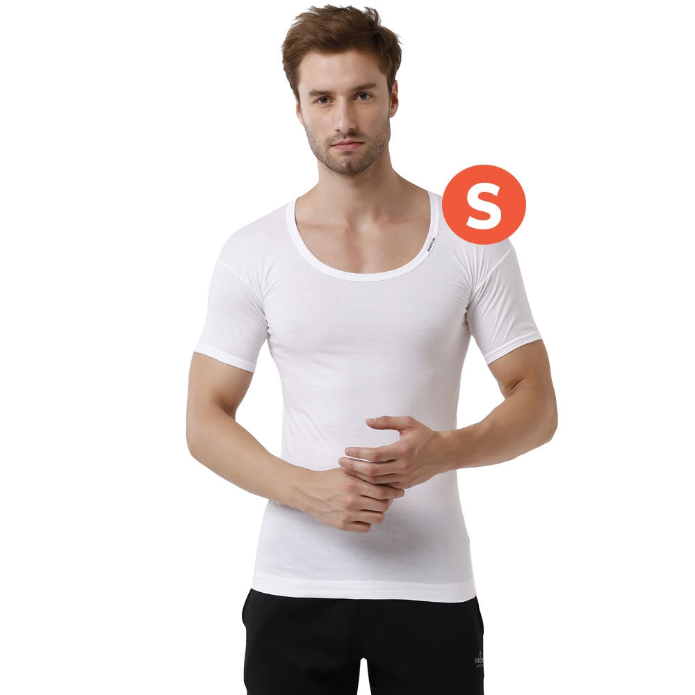Rupa Frontline Round Neck Sleeve Men's Vest - White - Size S
