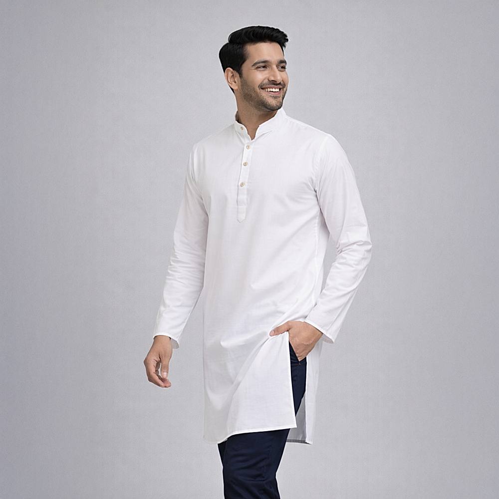 Shreeji Men's Plain Kurta (XXL) White - Size M