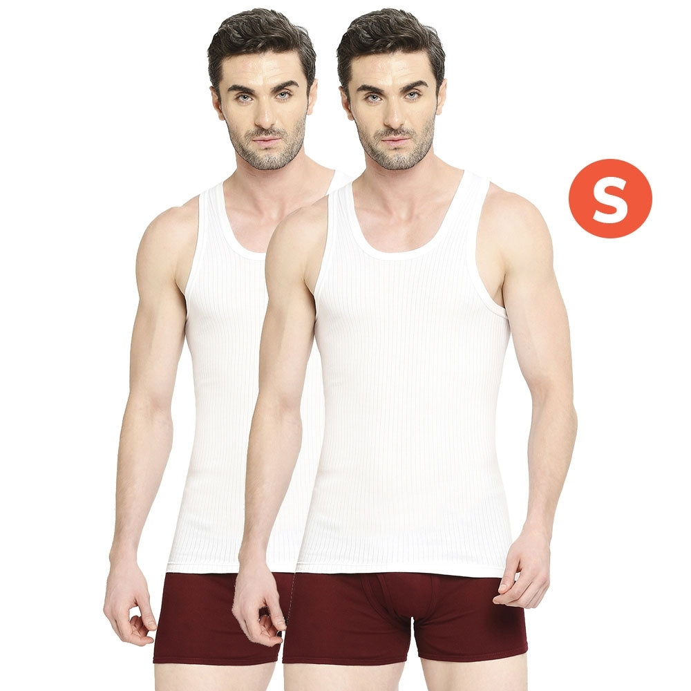 VIP Array Round Neck Men's White Vest - Size S