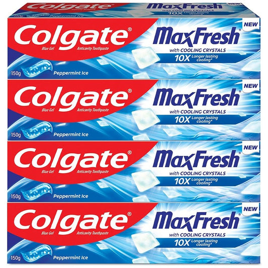Colgate 4Pcs MaxFresh Peppermint Ice Toothpaste With Menthol Cooling Crystals - 150g Each
