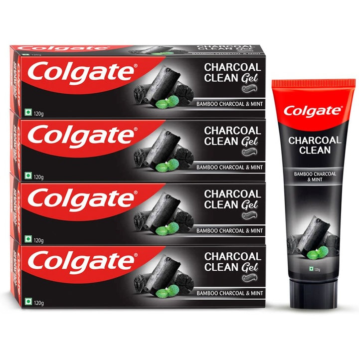 Colgate Set Of 2 Charcoal Clean Black Gel Toothpaste With Bamboo Charcoal & Mint 120g Each
