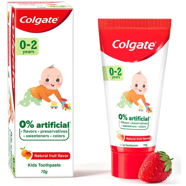 Colgate 0-2 Years Kids Natural Fruit Flavour Toothpaste To Clean Delicate Teeth - 70g