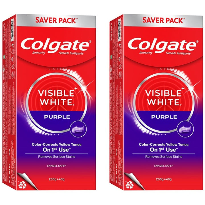 Colgate Set of 2 Visible White Purple Toothpaste - 240g Each