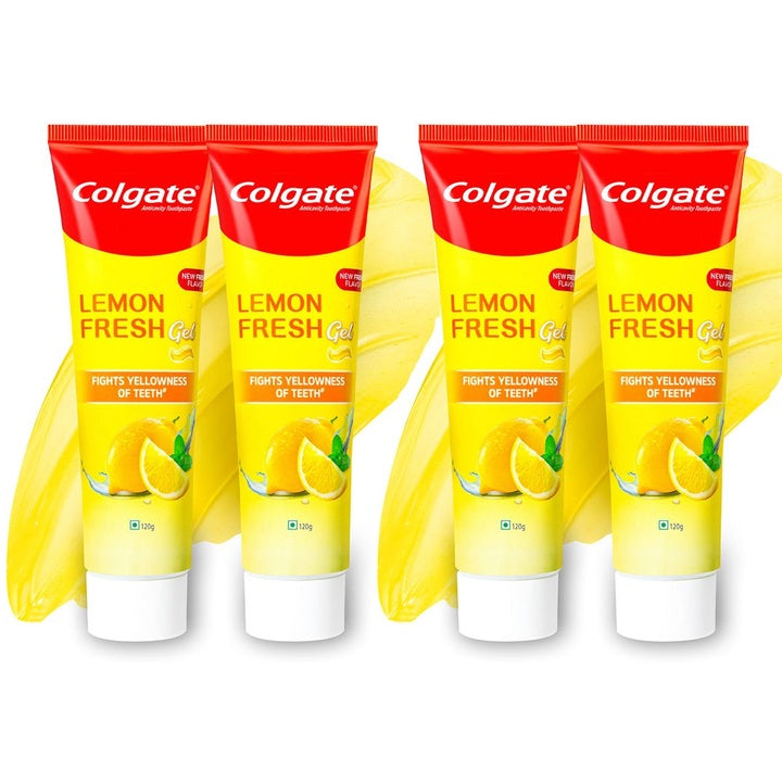 Colgate Set of 4 Lemon Fresh Gel Toothpaste to Fight Yellowness of Teeth - 120g Each