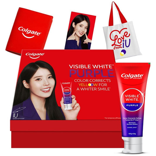 Colgate Visible White Purple Toothpaste - 240g with Gratitude Journal & Tote Bag