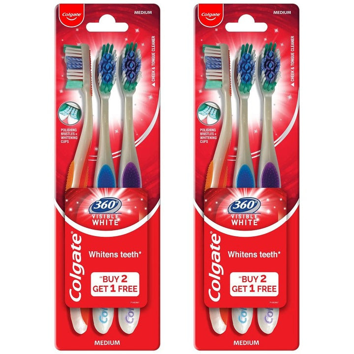Colgate Set of 6 360 Visible White Toothbrush Combo