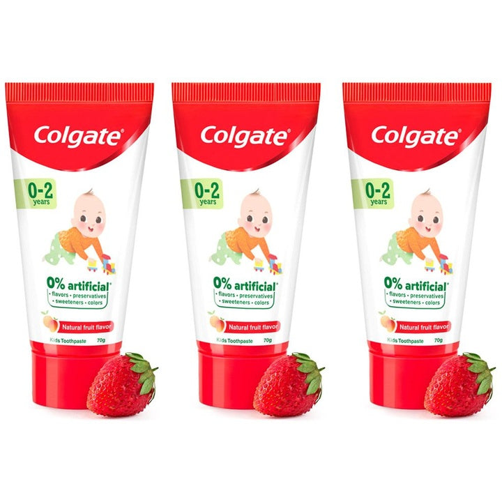 Colgate Set of 3 Kids Natural Fruit Flavour Toothpaste To Clean Delicate Teeth - 70g each