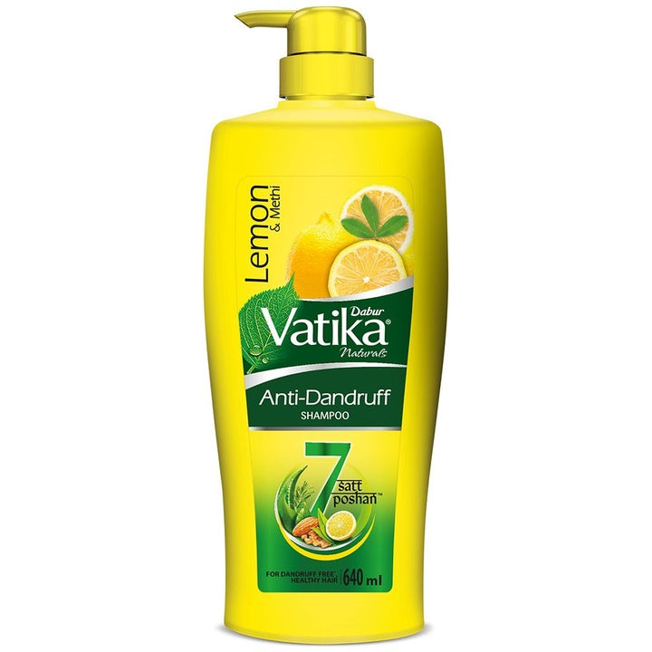 Dabur Vatika Lemon Anti-Dandruff Shampoo with Lemon & Methi - 640ml