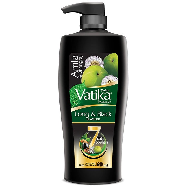 Dabur Vatika Amla Long & Black Shampoo for Shiny Long & Black Hair - 640ml