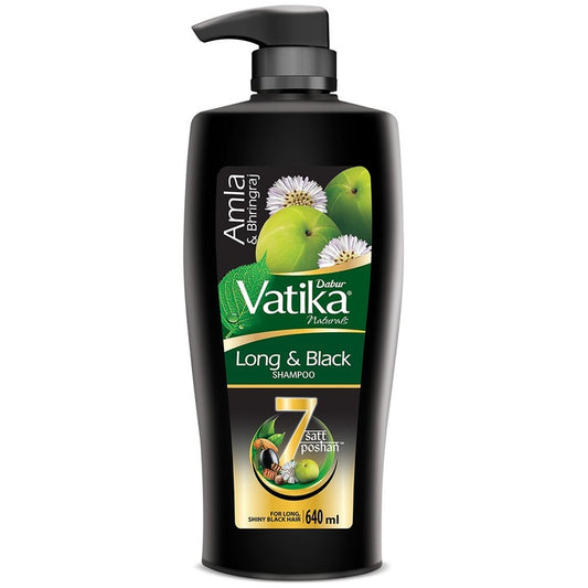 Dabur Vatika Amla Long & Black Shampoo for Shiny Long & Black Hair - 640ml