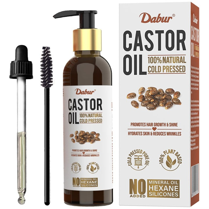 Dabur 100% Natural Cold Pressed Castor Oil To Promote Hair Growth & Shine - 200 ml