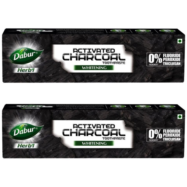 Dabur Set of 2 Herbal Activated Charcoal Fluoride-Free Toothpaste - 120g each