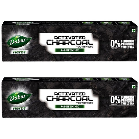 Dabur Set of 2 Herbal Activated Charcoal Fluoride-Free Toothpaste - 120g each