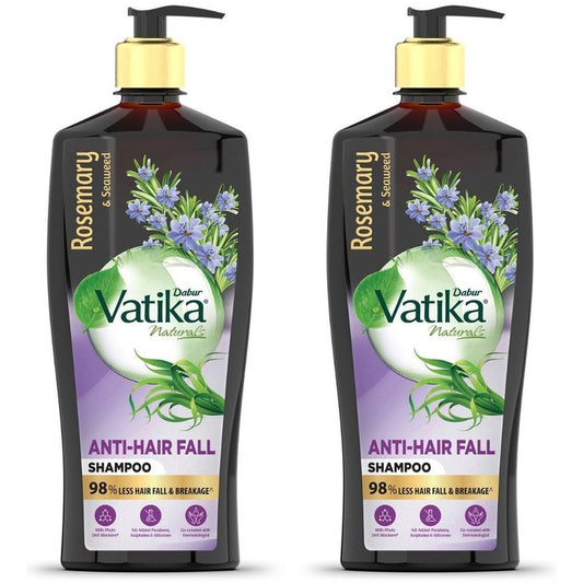 Dabur Set of 2 Vatika Naturals Rosemary & Seaweed Anti-Hair Fall Shampoo - 640ml each