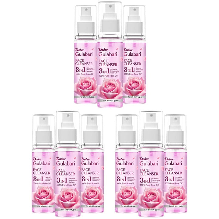 Dabur Set Of 9 Gulabari Rose Glow Face Cleanser For Hydrated Skin - 100ml Each