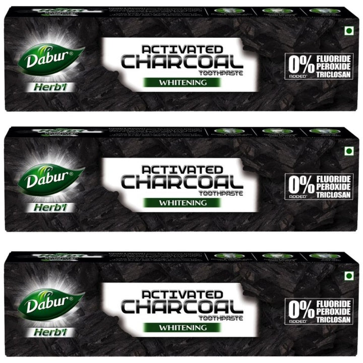 Dabur Set of 3 Herb'l Activated Charcoal Fluoride-Free Toothpaste - 120g