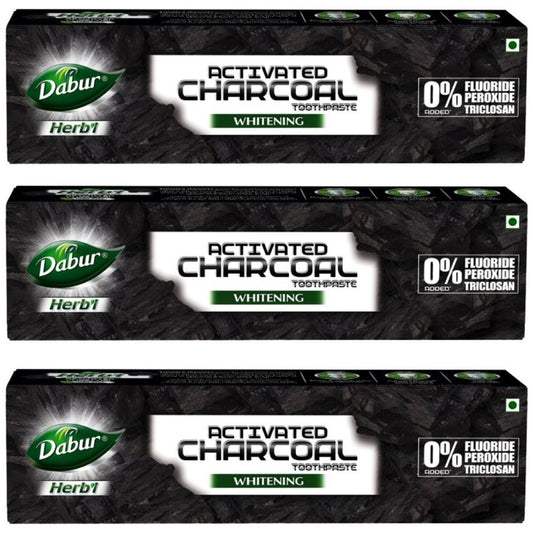 Dabur Set of 3 Herb'l Activated Charcoal Fluoride-Free Toothpaste - 120g
