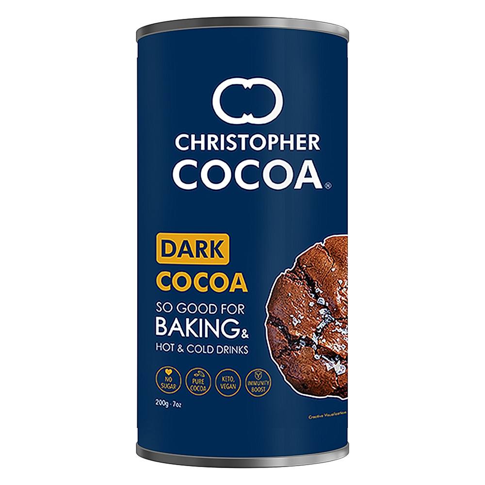 Christopher Dark Cocoa Powder For Baking & Hot & Cold Drinks - 200 g