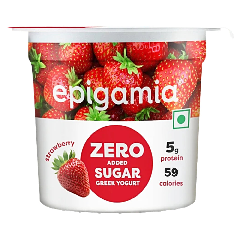 Epigamia Strawberry Zero Added Sugar Greek Yogurt - 85 g