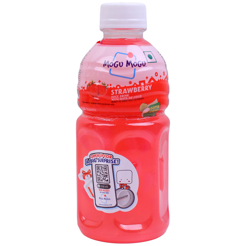 Mogu Mogu Strawberry Juice Drink With Nata De Coco - 300 ml