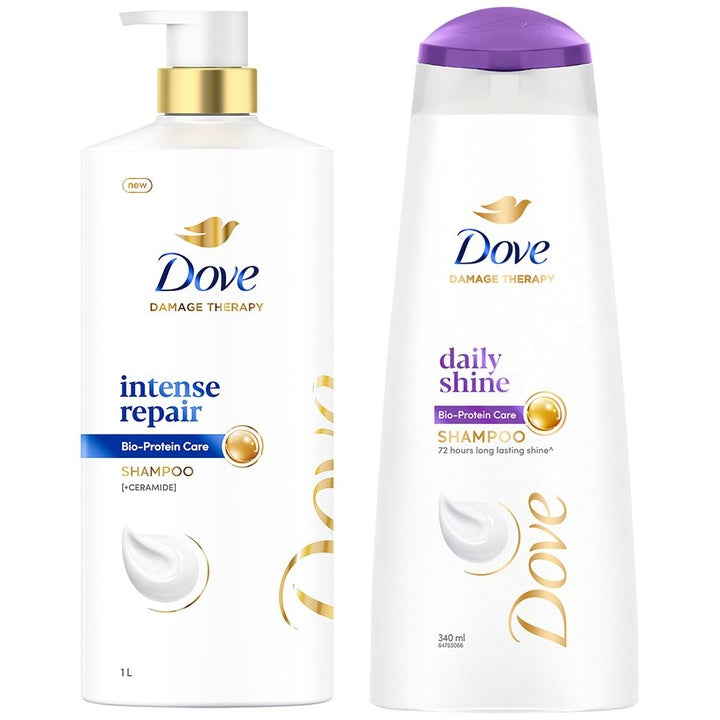 Dove Unisex Hair Therapy Daily Shine Shampoo & Intense Repair Shampoo