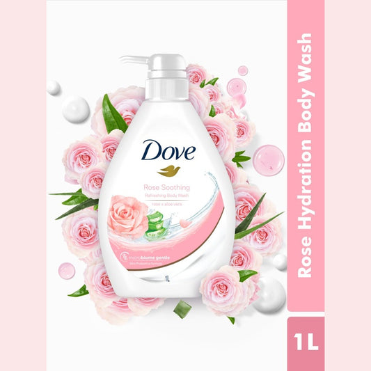 Dove Rose Soothing Go Fresh Microbiome Gentle Body Wash with Aloe Vera - 1L