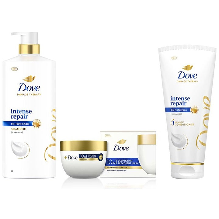 Dove Set of Intense Repair Shampoo 1 l + Conditioner 175 ml + Deep Repair Hair Mask 300 ml