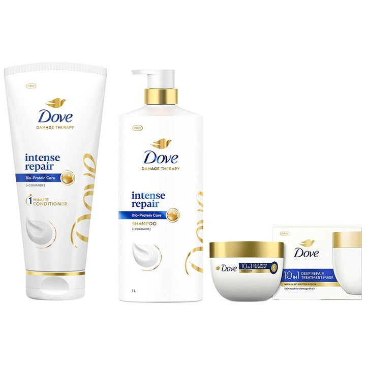 Dove Set of Intense Repair Shampoo 1 l + Conditioner 175 ml + Deep Repair Hair Mask 120 ml
