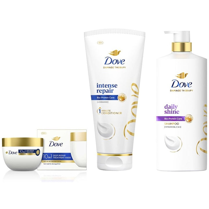 Dove Set of Daily Shine Shampoo + Intense Repair Conditioner + Deep Repair Hair Mask