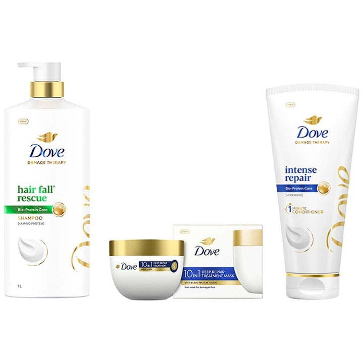Dove Set of Hair Fall Rescue Shampoo+Intense Repair Conditioner+Deep Repair Hair Mask