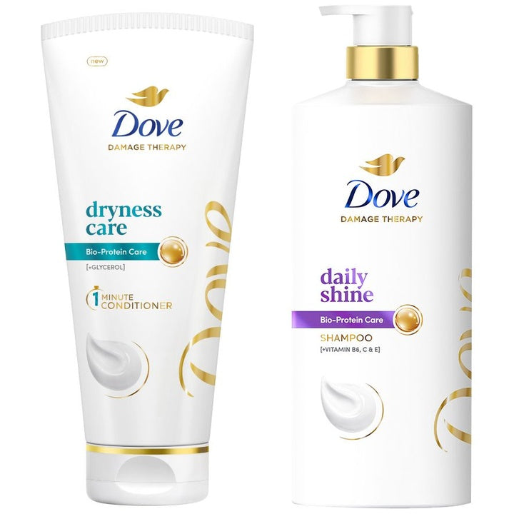 Dove Set of Daily Shine Shampoo 1 L & Dryness Care Hair Conditioner 175 ml