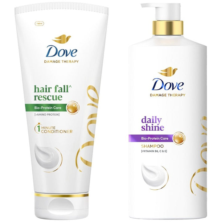 Dove Set of Daily Shine Shampoo For Dull Hair 1L & Hair Fall Rescue Hair Conditioner 175ml